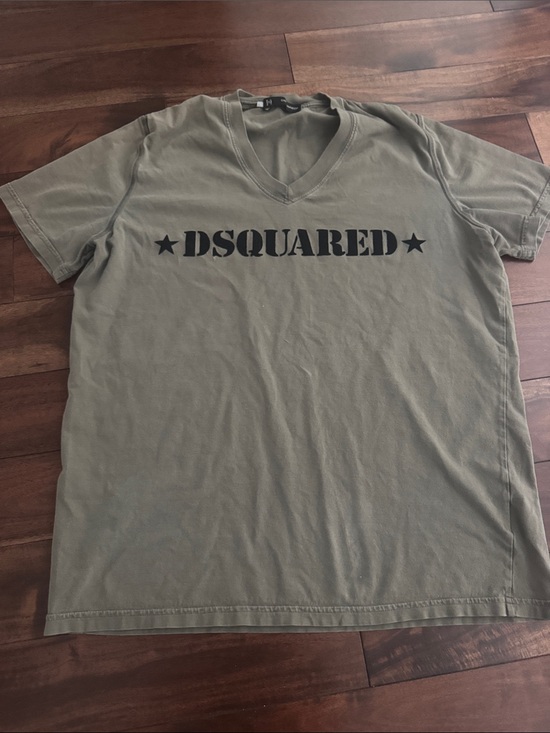 DSQUARED Other - DSQUARED Olive Green V-Neck Tee with Black Logo
